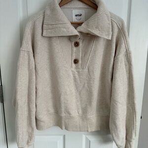 Women’s Aerie Best Button Sweatshirt Size L Beige